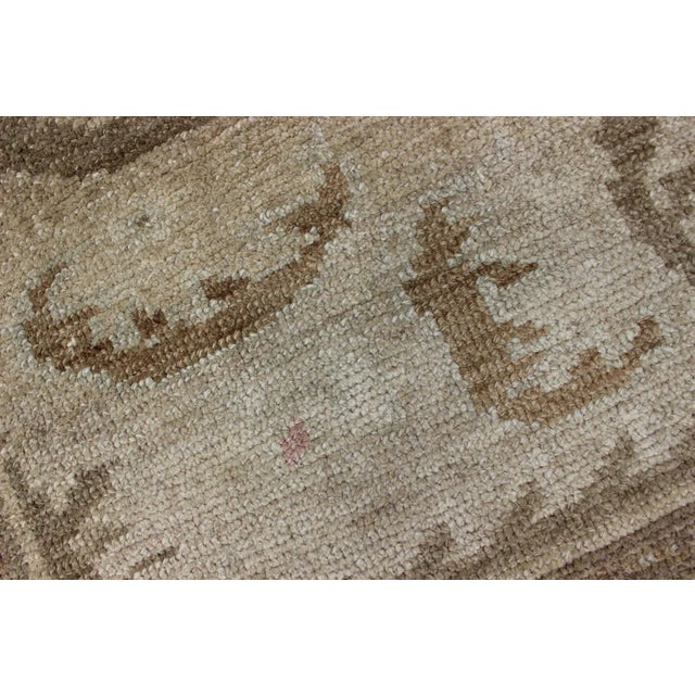Light Gray Early 20th Century Large Square Size Vintage Turkish Oushak Rug in Earthy Tones With Medallion For Sale - Image 8 of 12
