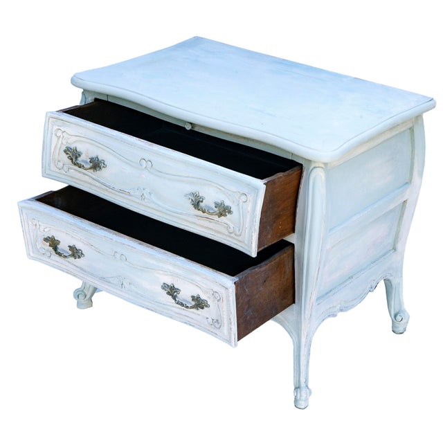 French Provincial Mid 20th Century Pale French Provincial Commode With Two Drawers For Sale - Image 3 of 7