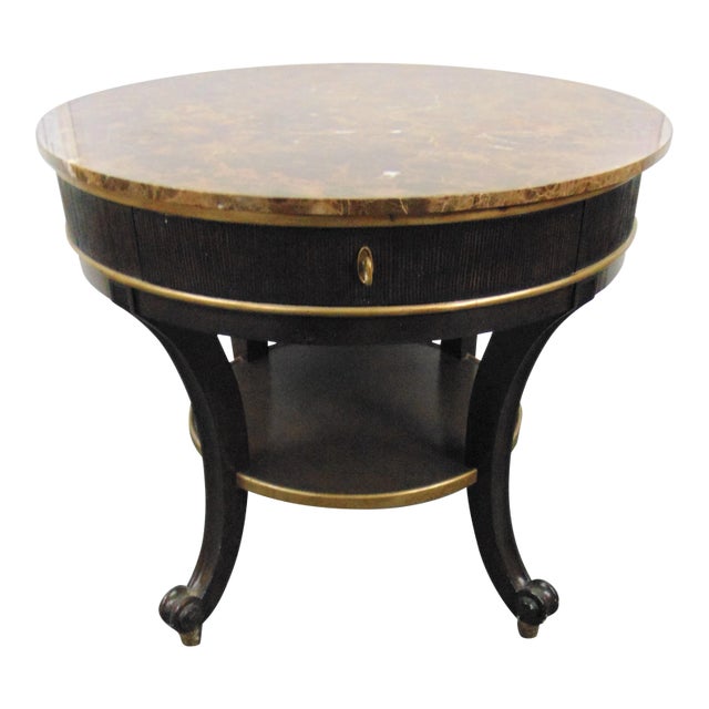 Marge Carson Regency Marble Top Center Table For Sale