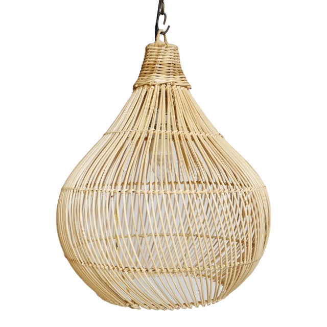 Rattan Drop Pendant Light For Sale