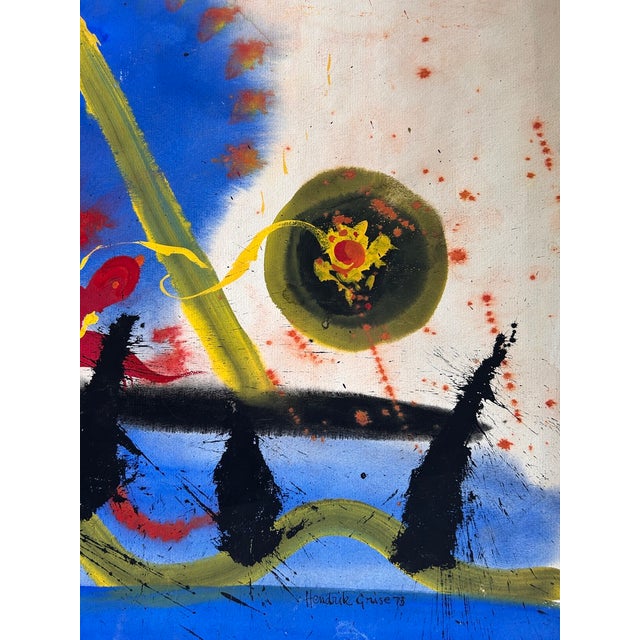 Mid-Century Modern Hendrik Grise Vintage Abstract Expressionist Painting Signed For Sale - Image 3 of 5