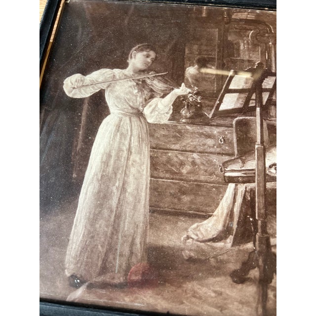 Vintage French Print of "The Violin Lesson" in a Frame For Sale - Image 4 of 9