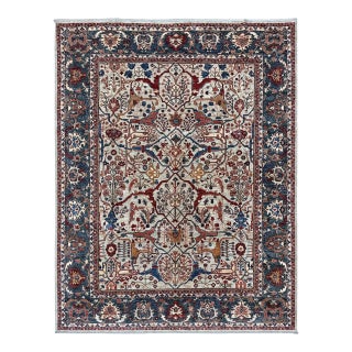 Ivory Blue Persian Bakhshaish Design Hand-Knotted Rug, 09'00 X 11'08 For Sale