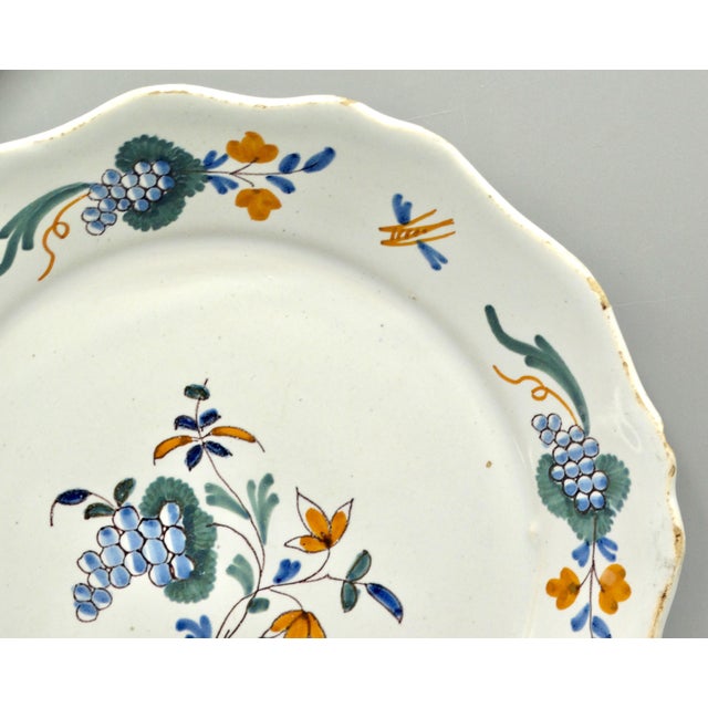 18th-Century French Country Nevers Polychrome Plate With Insects For Sale - Image 4 of 9