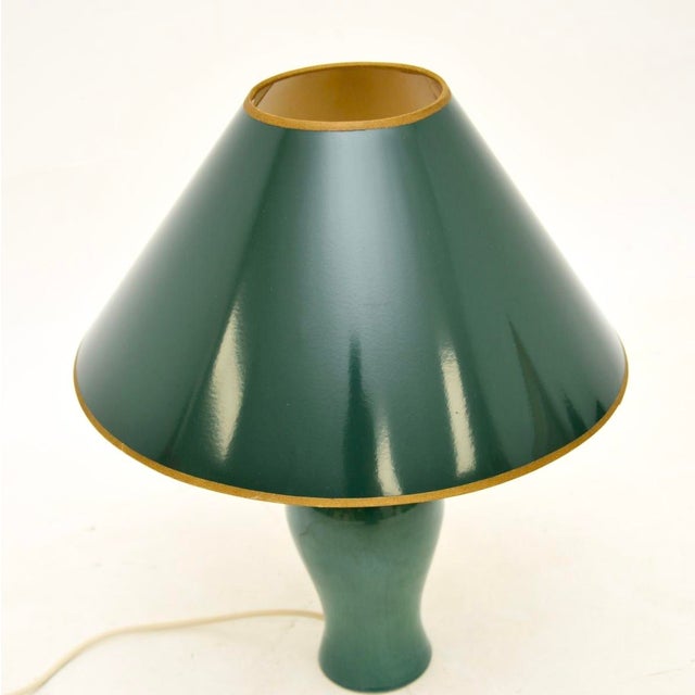 Mid-Century Modern Vintage Green Ceramic Table Lamp, 1970 For Sale - Image 3 of 6