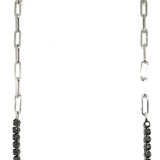 Contemporary 4.55 Carat Black Diamond White Diamond 14 Karat White Gold Necklace For Sale - Image 3 of 4