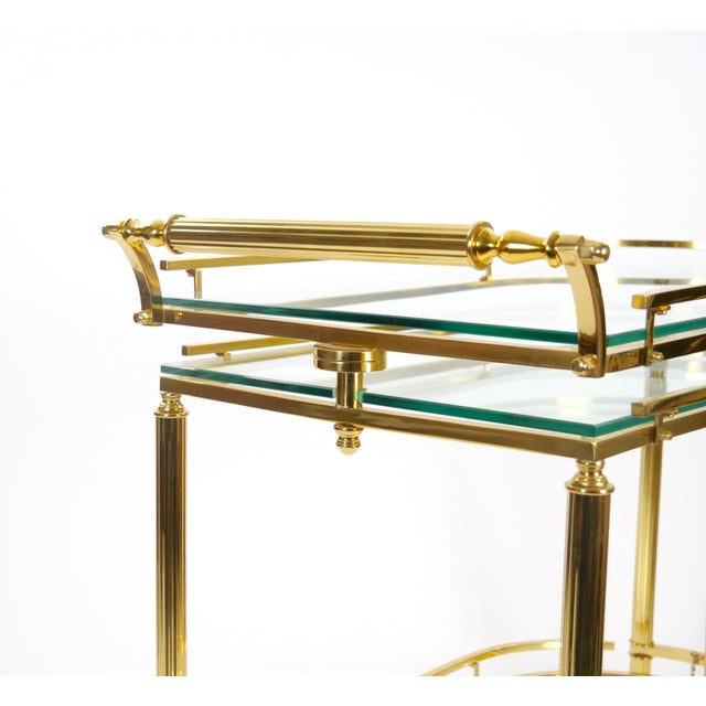 Midcentury Brass and Glass Italian Swing Out Bar Cart For Sale - Image 11 of 12