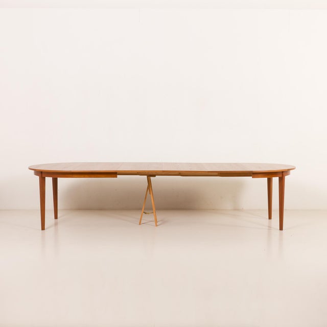 Wood Large Vintage Teak Table with Four Inner Leaves by Henning Kjaernulf for Soro, 1960s For Sale - Image 7 of 18