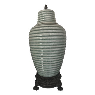 Vintage Wildwood Ribbed Ginger Jar With Base For Sale