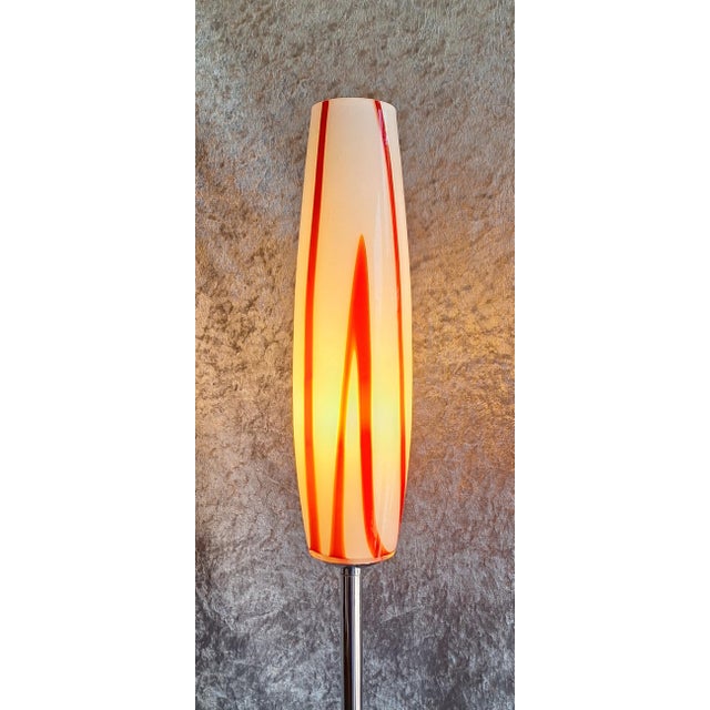 Red Vintage Floor Lamp with Chrome-Plated Metal Frame and Red and White Glass Shade, 1990s For Sale - Image 8 of 11