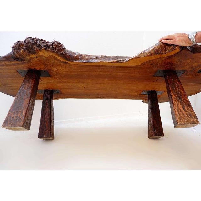 Large Mid-Century Brutalist Live Edge Coffee Table, 1950s For Sale - Image 13 of 16