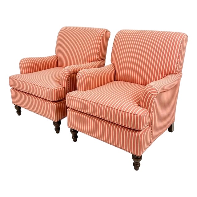 Set of Striped Lounge Chairs For Sale