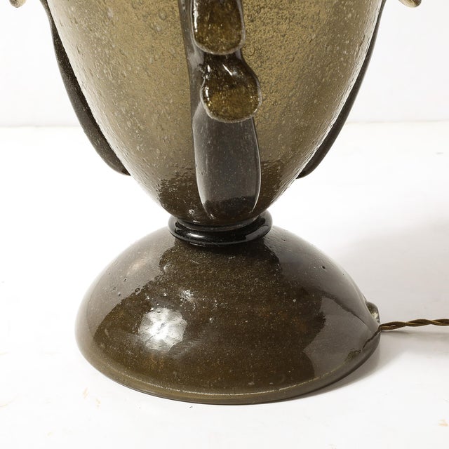 Glass Pair of Mid-Century Sculptural Hand-Blown Smoke Murano Bullicante Glass Uplights For Sale - Image 7 of 17