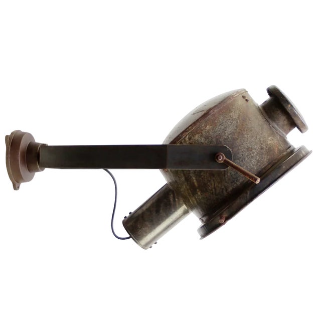 Vintage Industrial Grey Brown Enamel Cast Iron Scones Wall Lights For Sale