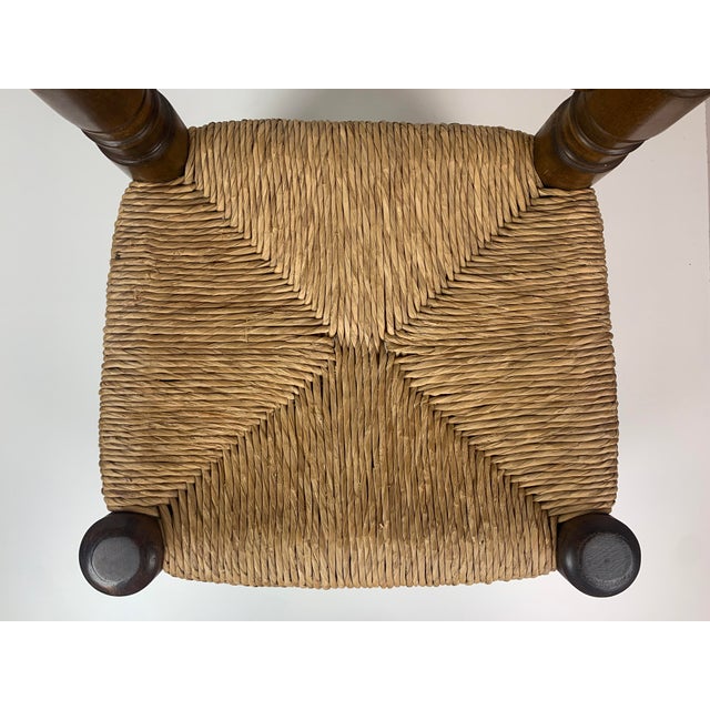 Charles Dudouyt Wood Turned Bobbin Low Rush Chair in the style of Charles Dudouyt, France, 1950s For Sale - Image 4 of 18