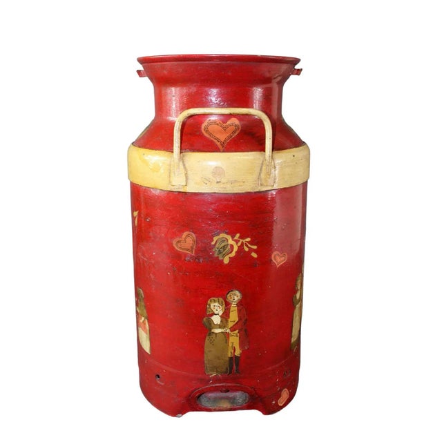 1920s Decoupage Folk Art Decorated Antique Dairy Farm Milk Jug For Sale - Image 10 of 10