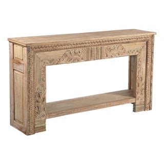 Console Table Constructed From Antique Indian Carved Elements and Reclaimed Wood For Sale