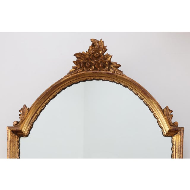 20th Century Louis XVI Giltwood Mirror with Ornate Crest, France, 1950s For Sale - Image 4 of 11