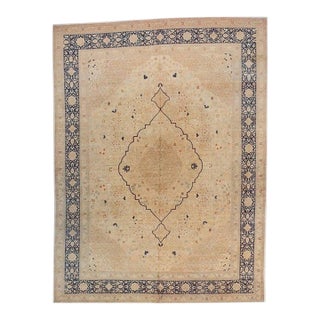 Antique Zabihi Collection Ivory Hadji Jal Li Tabriz Rug - 8'11" x 12' For Sale