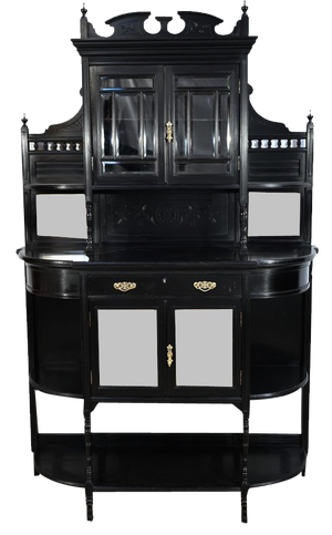 Napoleon III Style Blackened Pearwood Meuble d'Entre Deux, Late 19th Century