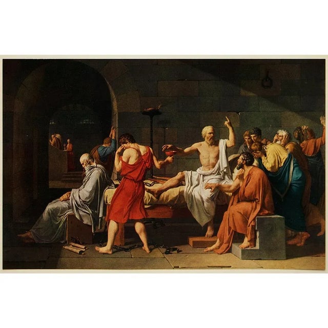 Red 1955 Jacques Louis David "The Death of Socrates", Vintage Full-Color Print For Sale - Image 8 of 8