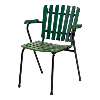 Green Metal & Wood Garden Armchair For Sale