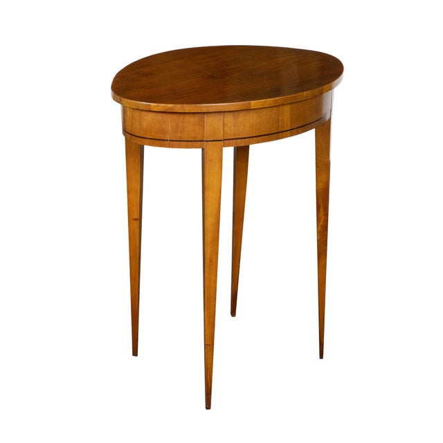 French Neoclassical Style 19th Century Walnut Table with Oval Top, Tapered Legs For Sale - Image 9 of 12