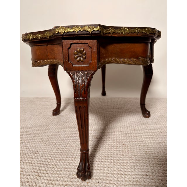 Mid 20th Century Mid-20th Century Louis XV Style Burl Marquetry Coffee Table With Gilt Ormolu Mounts For Sale - Image 5 of 9