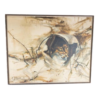 Mid Century Fall Theme Abstract Painting For Sale