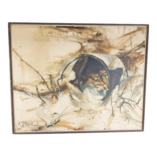 Mid Century Fall Theme Abstract Painting For Sale