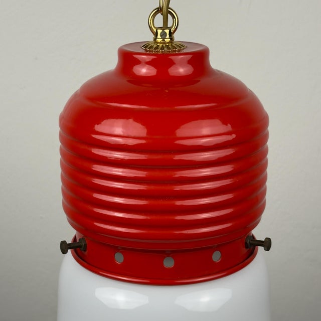 Vintage Opaline Glass Arianna Pendant Lamp by Piero Brombin for Artemide, Italy, 1980s For Sale - Image 12 of 18