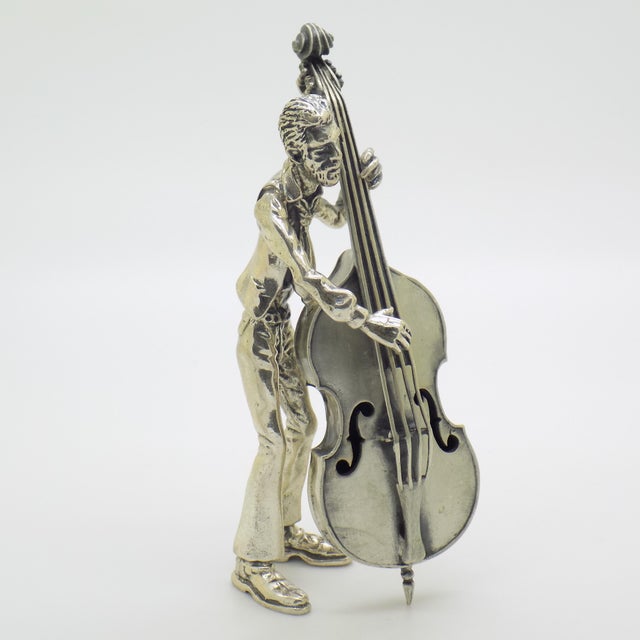 Vintage Italian Genuine Silver Cellist Large Figurine from Arezzo Toscane, 1970s For Sale - Image 11 of 18