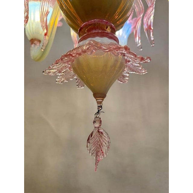 Six-Light Chandelier in Pink Murano, 1950s For Sale - Image 6 of 10