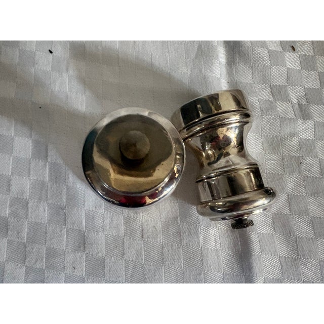 1920s Two Petite Sterling Silver Grinders; For Salt and Pepper For Sale - Image 11 of 11