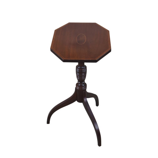 Traditional Vintage Late 20th Century Biggs Old Sturbridge Village Federal Mahogany Spider Leg Candle Stand For Sale - Image 3 of 12