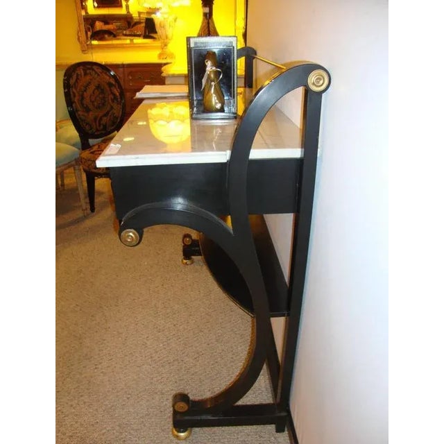 Ebonized Marble-Top Desk Table For Sale - Image 9 of 9