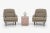 Edward Wormley for Dunbar attributed Pair of Lounges Chairs in Knoll Boucle, Newly reupholstered with solid oiled walnut...