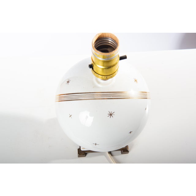1940s White Globe Lamp With Gold Stars & Milky Way With Shade For Sale - Image 4 of 5