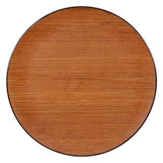 1960s Teak Wood Round Serving Tray For Sale