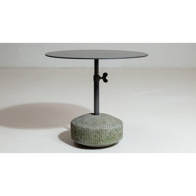 21st Century Poland Deep Charcoal Grey Round Stone-Base Side Table For Sale - Image 10 of 10