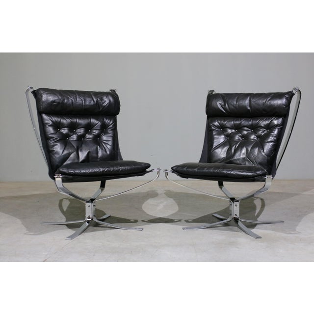 Black Falcon Lounge Chairs attributed to Sigurd Ressel for Vatne Mobler, 1970s, Set of 2 For Sale - Image 8 of 8