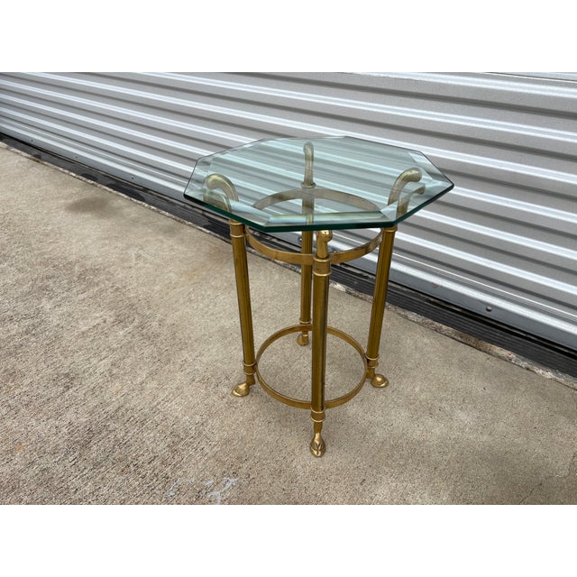 1970s Brass and Glass Side Table Attributed to La Barge For Sale - Image 6 of 11