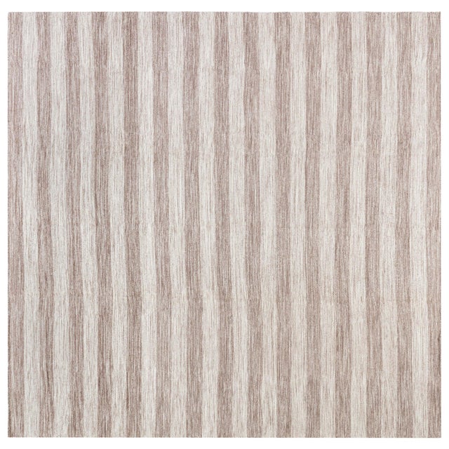 Contemporary Striped Brown and Beige Flat-Weave Wool Rug by Doris Leslie Blau For Sale