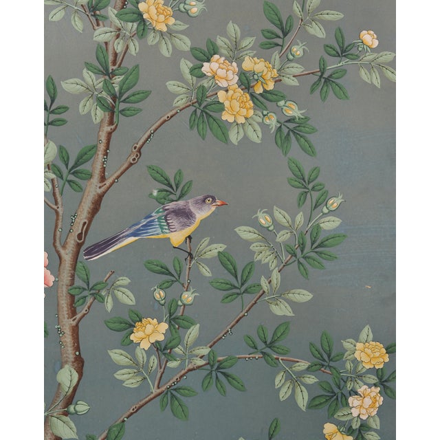 Gracie Style 8 Panel Chinoiserie Painted Wallpaper Screen 12 Ft For Sale - Image 17 of 18