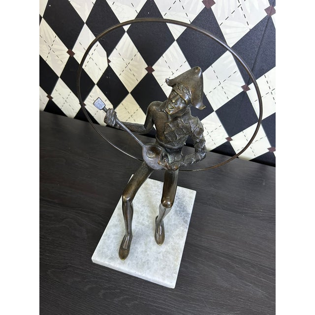 Signed Gustavo Gutierrez Bronze Harlequin Musician Sculpture on Marble Base, Edition 7/10 For Sale - Image 11 of 18