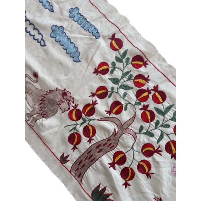 1960s Lion Suzani Wall Hanging, Lilac Blossom For Sale - Image 5 of 5