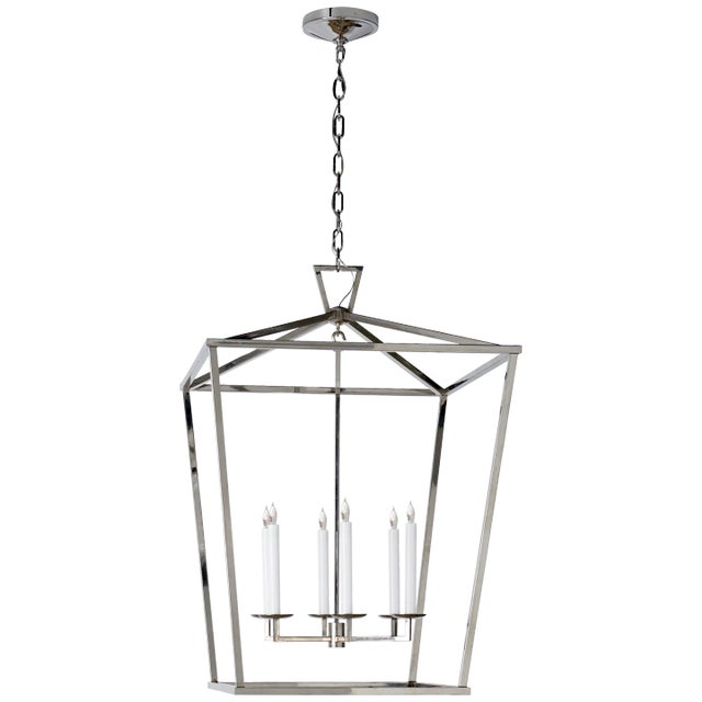 Chapman & Myers for Visual Comfort Signature Darlana Extra Large Lantern in Polished Nickel For Sale