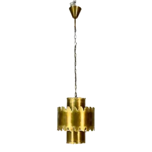 Mid-Century Modern Brutalist Chandelier / Pendant by Tom Greene, Patinated Brass