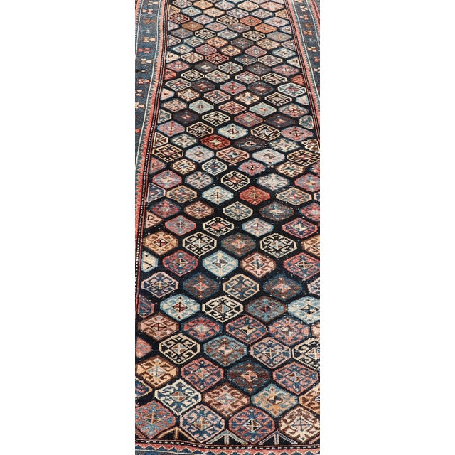 Antique Hamadan Runner With All-Over Tribal Design in Jewel Tones 3'5 X 18'8 For Sale In Atlanta - Image 6 of 15