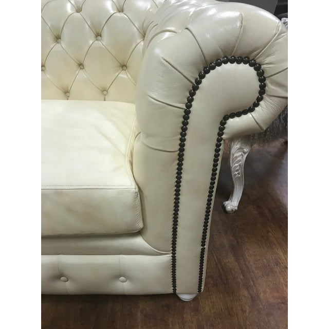 New Cream Leather Tufted Chesterfield Sofa Chairish